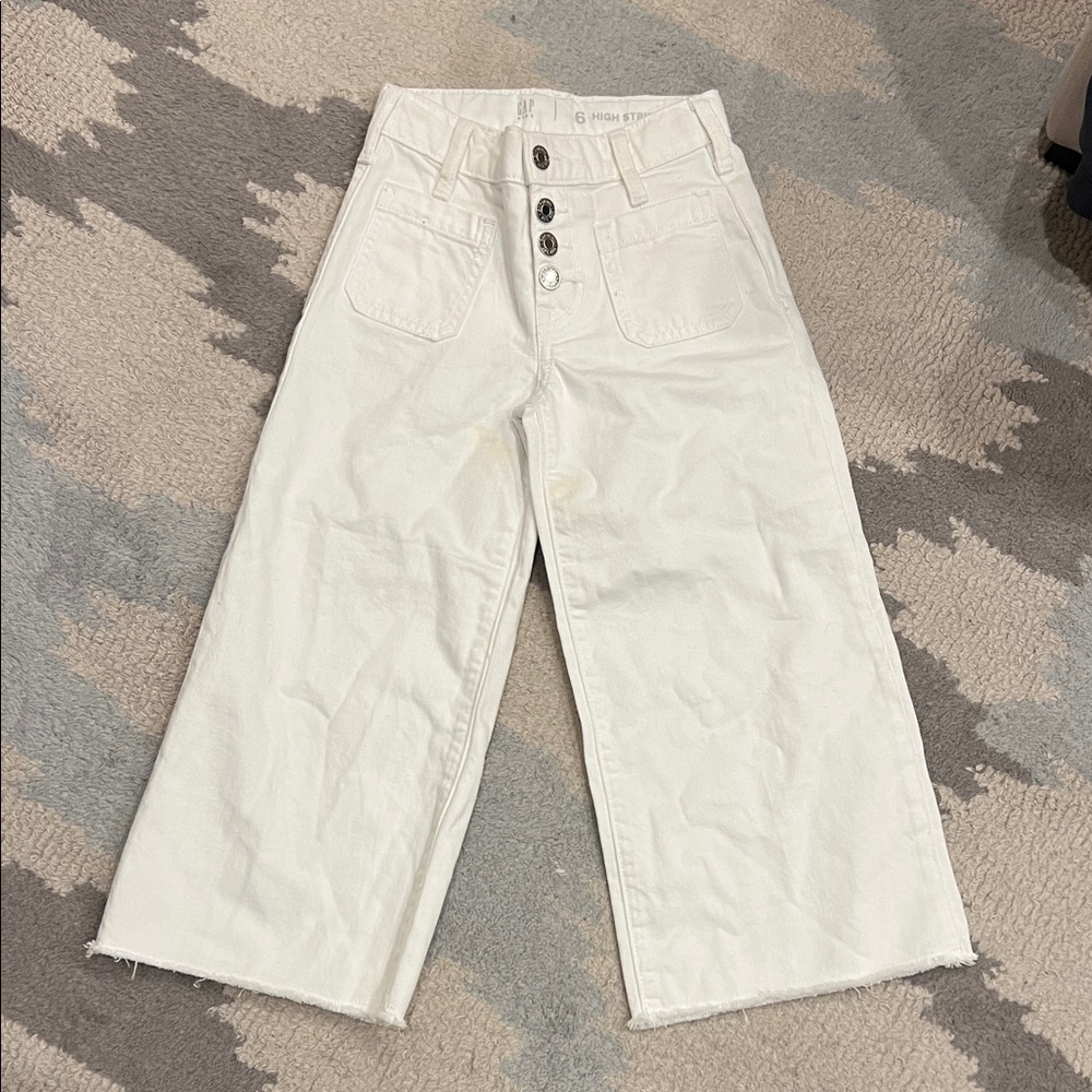 Gap Kids White Wide-Leg Jeans; “high stride ankle”